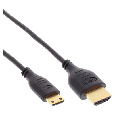 InLine® HDMI Superslim Kabel A an C, HS mit Eth., Premium, schwarz / gold, 1m (Produktbild 1)