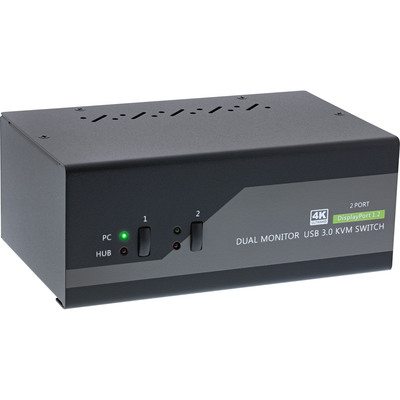 InLine® KVM Desktop Switch, 2-fach, Dual-Monitor DP 1.2, 4K, USB 3.0, Audio (Produktbild 1)